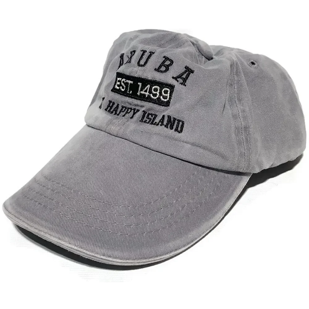 Aruba One Happy Island Ball Cap Grey Adjustable 100% Cotton